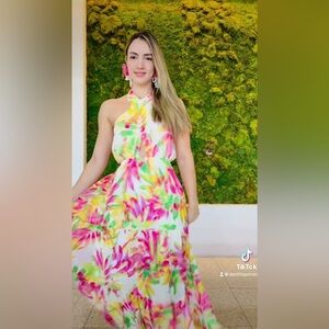 FLYING TOMATO  Floral Halter Neck Maxi